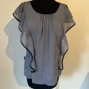 iz Byer Silver & black ruffle Top  8609